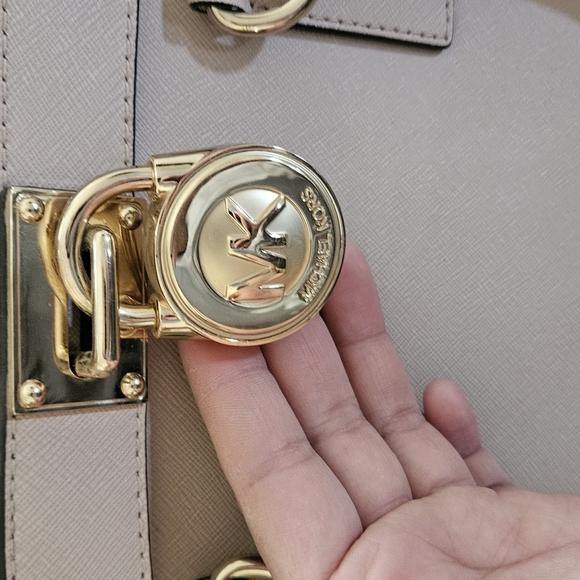 Michael Kors Satchel in Beige with Gold Hardware